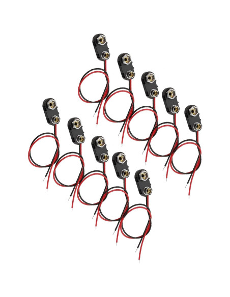 10 Clips Conector de Batería 9V HXNH con Soporte de Cables