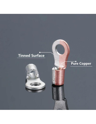 100 Terminales de Anillo No Aislados Teansic AWG16-14 6.35mm