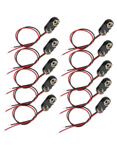 10 Clips Conector de Batería 9V HXNH con Soporte de Cables