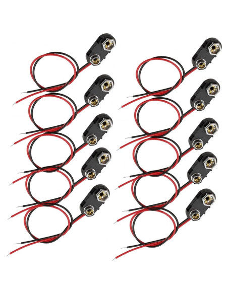 10 Clips Conector de Batería 9V HXNH con Soporte de Cables