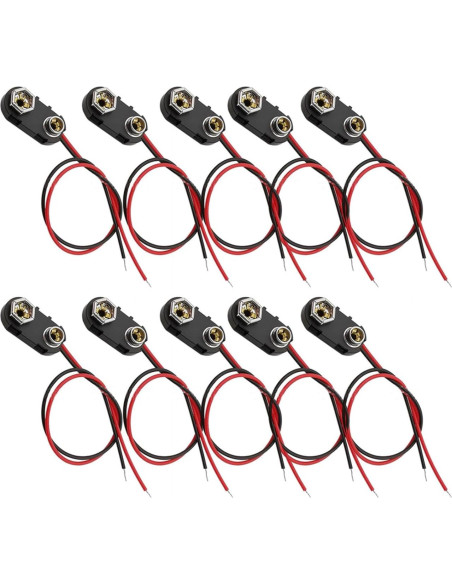 10 Clips Conector de Batería 9V HXNH con Soporte de Cables