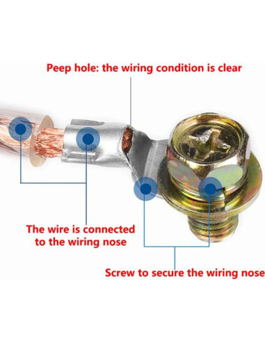 100 Terminales de Anillo No Aislados Teansic AWG16-14 6.35mm