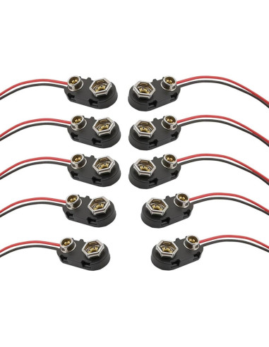 10 Clips Conector de Batería 9V HXNH con Soporte de Cables