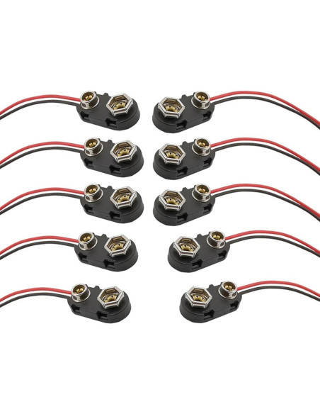 10 Clips Conector de Batería 9V HXNH con Soporte de Cables