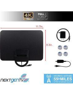 Antena de TV Digital HD Amplificada GE UltraPro 58403 4K 1080p 2