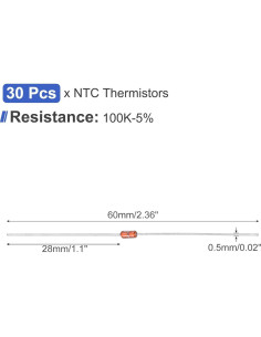 Termistores NTC MECCANIXITY 30 Pcs 100K-5% Vidrio -50 a 300C 2
