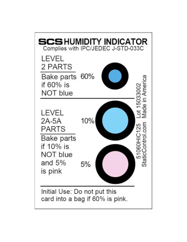 Indicador de Humedad SCS 51060HIC125 - 5-10-60% - 125 Tarjetas