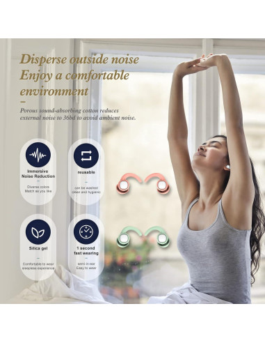 Tapones para Oídos Feralansi Silicona Reutilizables 2 Pares