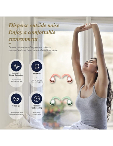 Tapones para Oídos Feralansi Silicona Reutilizables 2 Pares