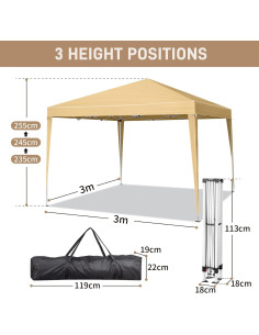 Carpa Camping Yotefe 3x3m Impermeable Plegable Amarillo 2