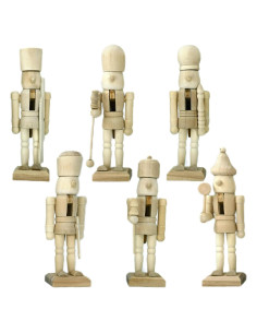 Adorno Navideño Soldado de Madera DIY IFJJ - 6 Pcs