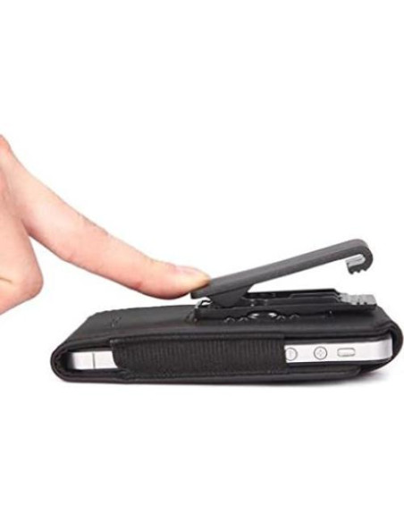 Funda de cuero negro Fonus con clip giratorio para LG