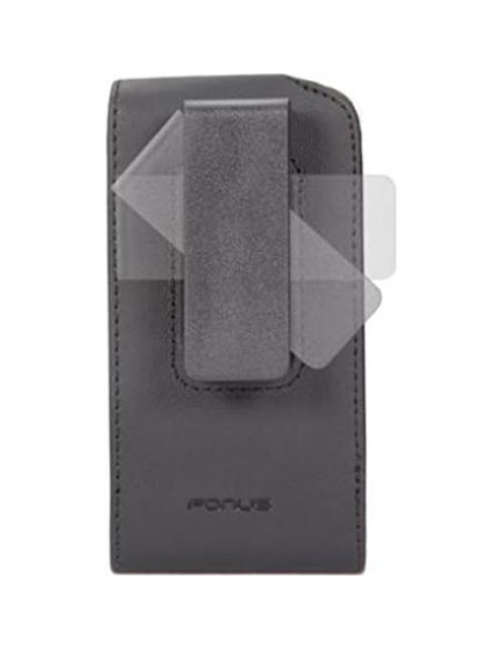 Funda de cuero negro Fonus con clip giratorio para LG