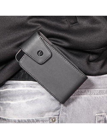 Funda de cuero negro Fonus con clip giratorio para LG