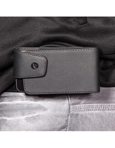 Funda de cuero negro Fonus con clip giratorio para LG