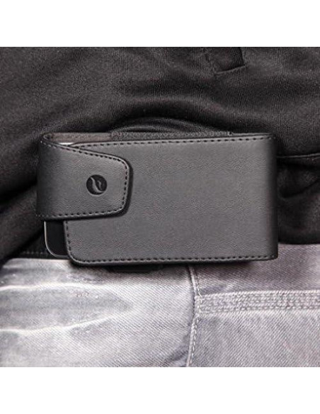 Funda de cuero negro Fonus con clip giratorio para LG