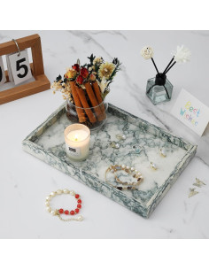 Bandeja de Baño de Mármol MULWR Verde Cian 30x20 cm 2