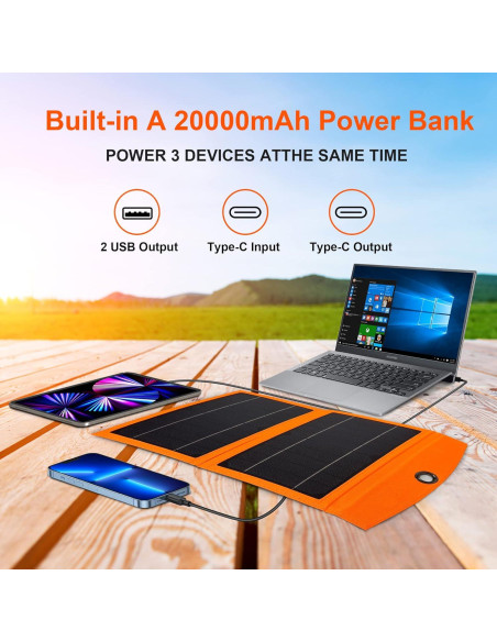 Cargador Solar Portátil 20W Kepswin 20000mAh USB-C Plegable