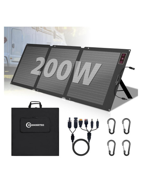 Panel Solar Plegable Voominhtec 200W Alta Eficiencia IP68