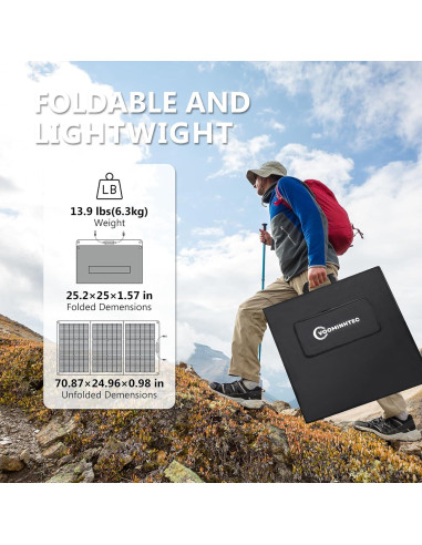 Panel Solar Plegable Voominhtec 200W Alta Eficiencia IP68