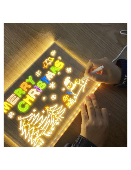 Tablero de Notas LED Acrílico Bhbuy-Action 30x20 cm Blanco