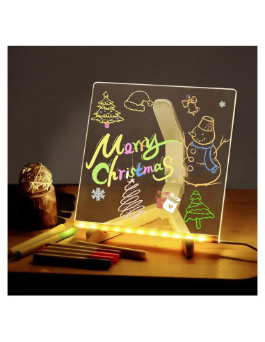 Tablero de Notas LED Nonshio 15x15 cm con 7 Bolígrafos Multicolor