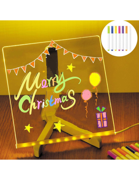 Tablero de Notas LED Nonshio 15x15 cm con 7 Bolígrafos Multicolor