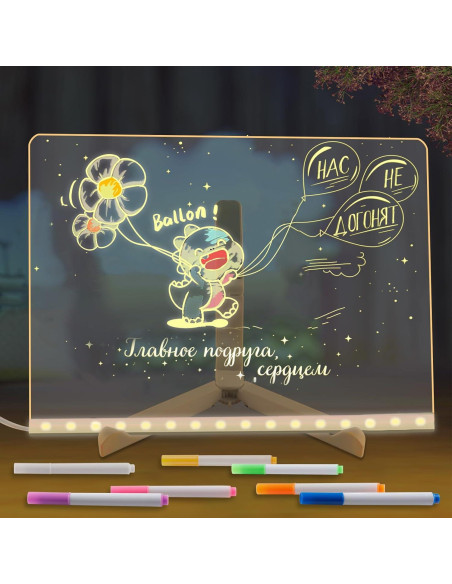 Tablero de Notas LED Acrílico Bhbuy-Action 30x20 cm Blanco