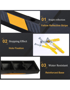 Curb de Estacionamiento de Goma OrangeStar 182.88 cm con Franja Reflectante 2