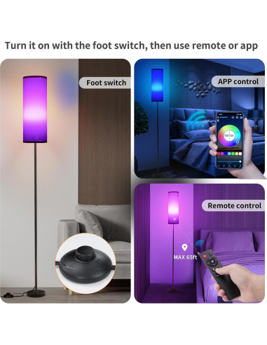 Lámpara de Pie Rosa Frideko LED RGB 800LM Regulable 2700K-6500K