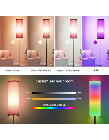 Lámpara de Pie Rosa Frideko LED RGB 800LM Regulable 2700K-6500K