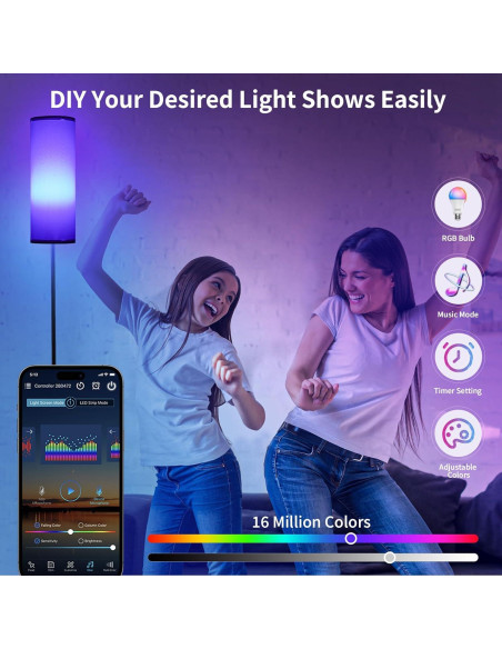 Lámpara de Pie Rosa Frideko LED RGB 800LM Regulable 2700K-6500K