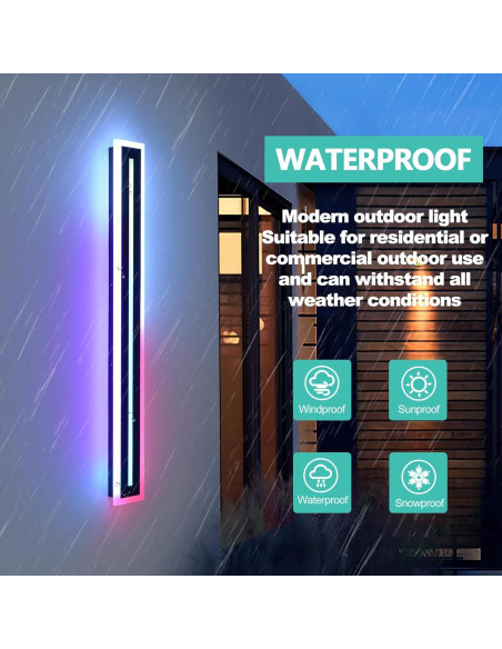 Luz de Pared Exterior 42W RGB QHIUAT 90cm Impermeable
