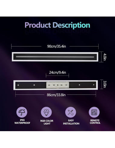 Luz de Pared Exterior 42W RGB QHIUAT 90cm Impermeable