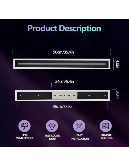 Luz de Pared Exterior 42W RGB QHIUAT 90cm Impermeable