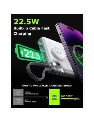 Batería Portátil Inalámbrica LISEN 10000mAh para iPhone 16