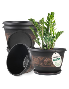 Paquete de 4 macetas de 30.5 cm Usocik con plato y drenaje