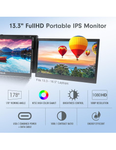 Monitor Portátil Asani P2Pro 13.3" Full HD Tri-Screen 2