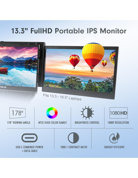 Monitor Portátil Asani P2Pro 13.3" Full HD Tri-Screen