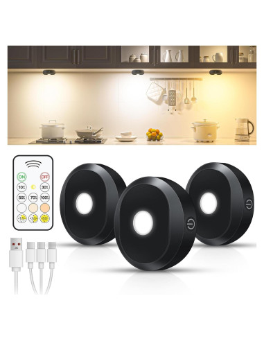 Luces Puck WILLED Recargables con Control Remoto - Paquete de 3