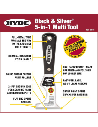 Juego de 5 herramientas multiusos Hyde 02970 acero al carbono