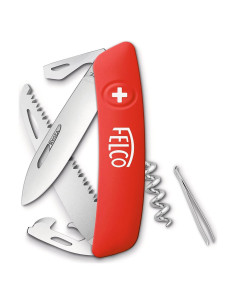 Cuchillo de bolsillo FELCO 505 - Multiusos, 10 funciones, Rojo