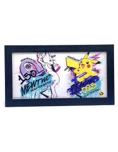 Cartel 3D enmarcado Silver Buffalo Pokémon Mewtwo y Pikachu 25.4x45.7 cm