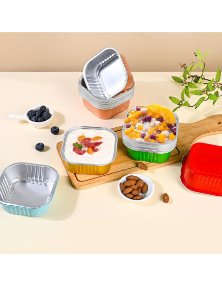 Paquete de 40 Moldes Desechables ZWYSLFCY 147ml Cuadrados Dorados Paquete de 40 Moldes Desechables ZWYSLFCY 147ml Cuadrados Dorados