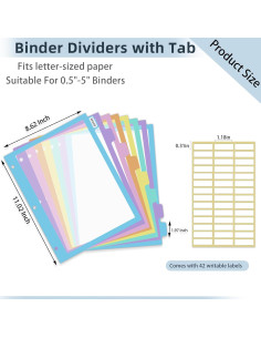 Separadores de Carpeta XUCHUN 16 Pcs Multicolor 8 Pestañas 2