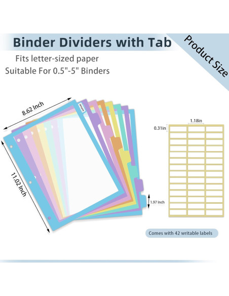 Separadores de Carpeta XUCHUN 16 Pcs Multicolor 8 Pestañas