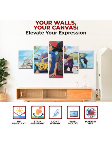 Set de 5 Lienzos Decorativos Mavis Print Pokkemon 101.6x50.8 cm