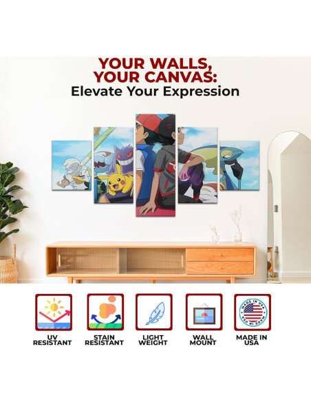 Set de 5 Lienzos Decorativos Mavis Print Pokkemon 101.6x50.8 cm