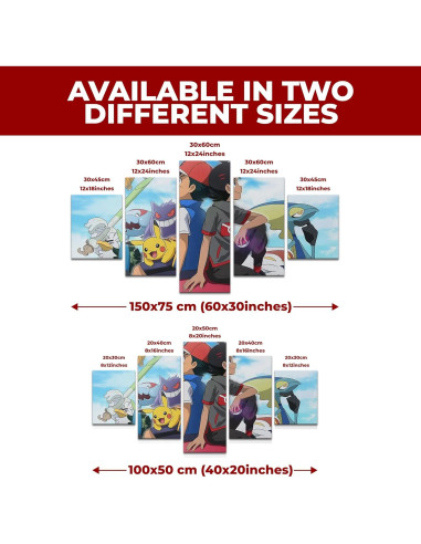 Set de 5 Lienzos Decorativos Mavis Print Pokkemon 101.6x50.8 cm