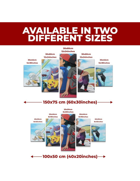 Set de 5 Lienzos Decorativos Mavis Print Pokkemon 101.6x50.8 cm